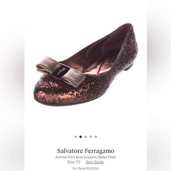 Salvatore Ferragamo Bow Accents Ballet Flats Size 7.5 Women’s - Picture 1 of 6
